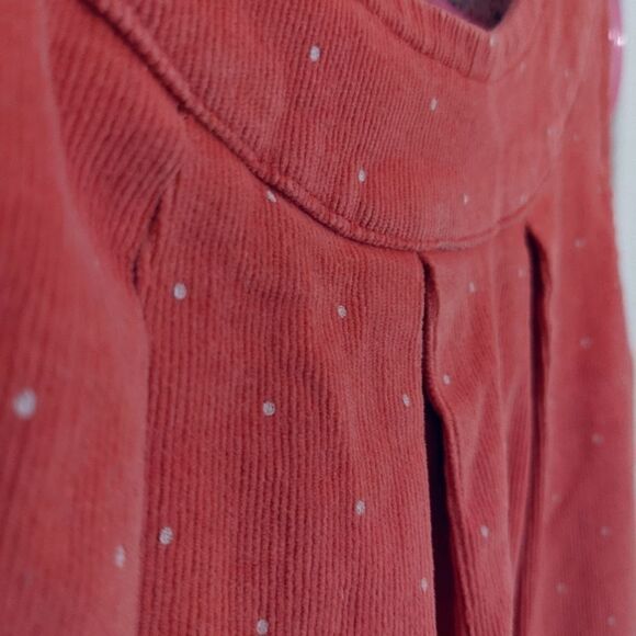 John LEWIS girl cordoroy coral polka dots dress size 5 yo but fit 3-4 @F - Picture 5 of 7